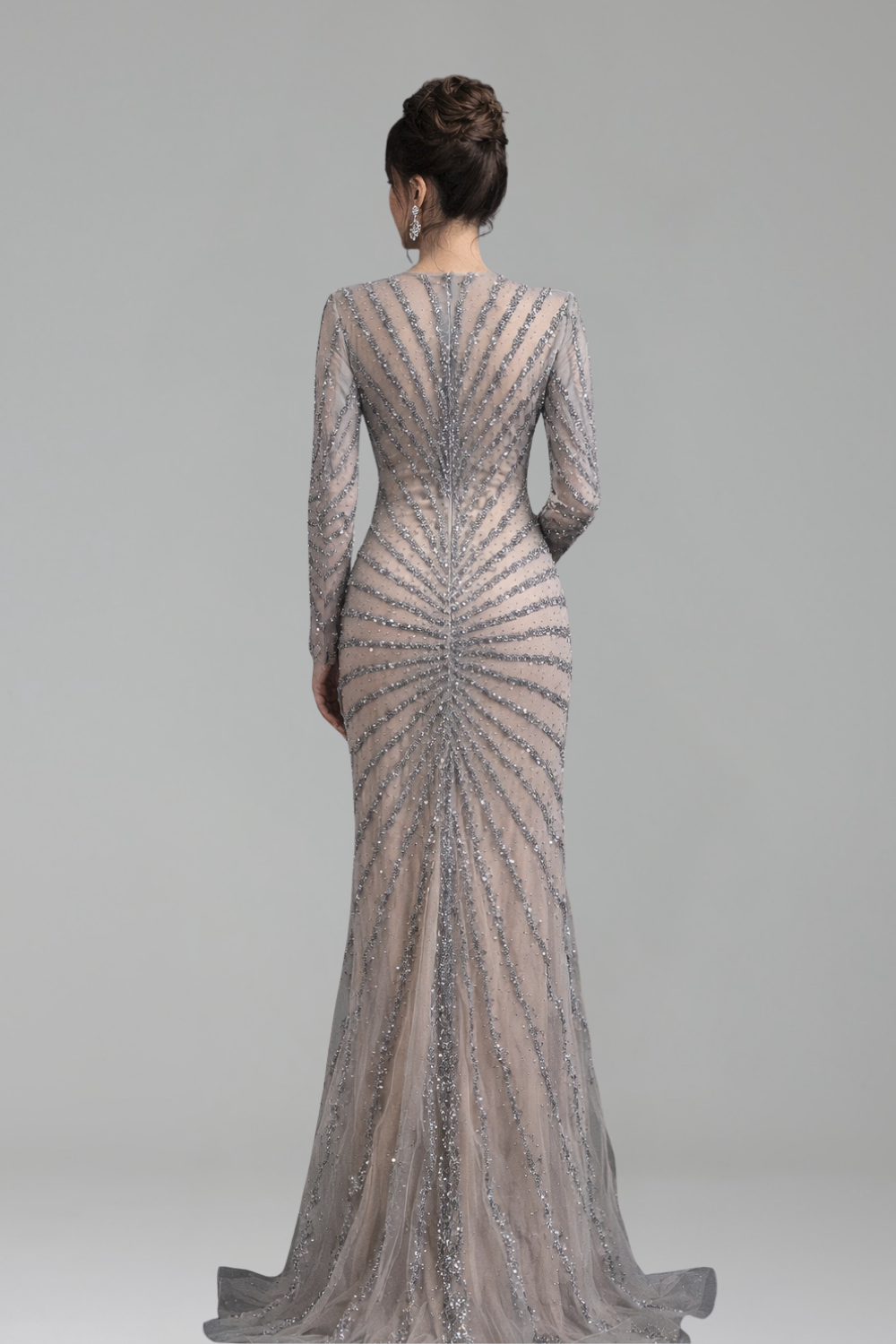 Beaded Split Mermaid Evening Dress - LAROSABRIDE
