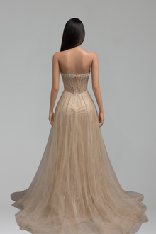 Strapless Beaded Tulle Evening Dress - LAROSABRIDE