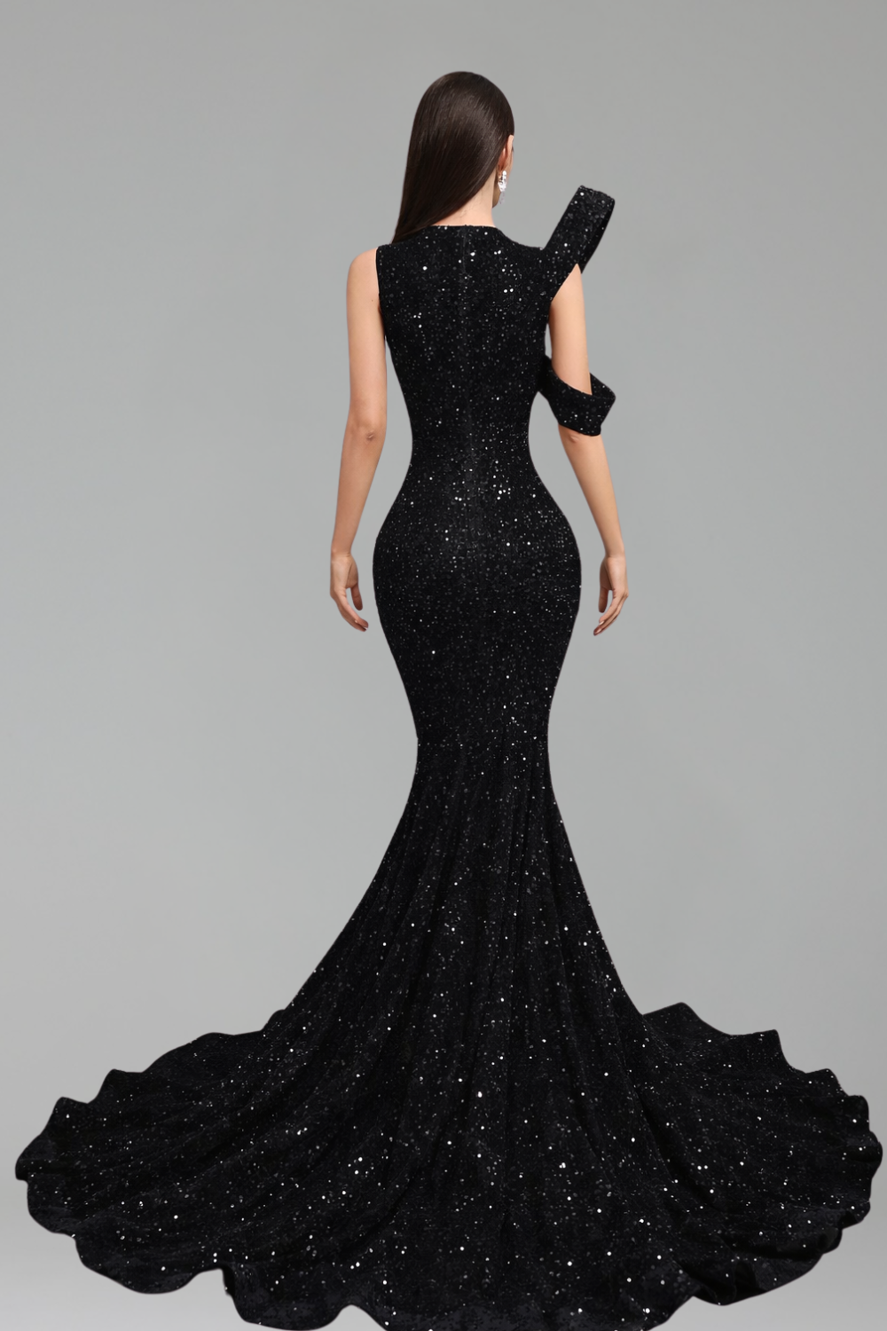 One Shoulder Beaded Mermaid Gown - LAROSABRIDE
