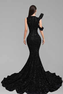 One Shoulder Beaded Mermaid Gown - LAROSABRIDE