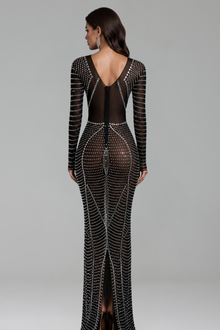 Embellished Illusion Long Sleeve Gown - LAROSABRIDE