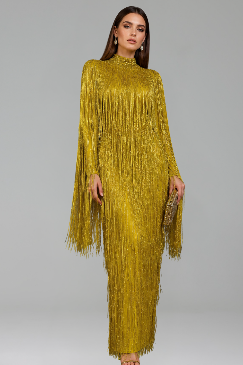 Full-Length Fringe Gown - LAROSABRIDE