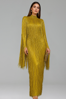 Full-Length Fringe Gown - LAROSABRIDE