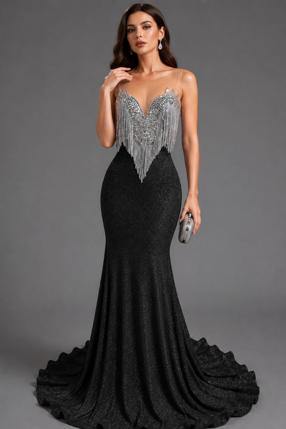 Emerald Fringe Mermaid Gown - LAROSABRIDE