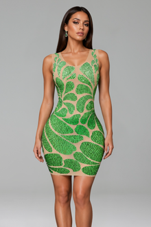 Pink Crystal Wave Mini Dress - LAROSABRIDE
