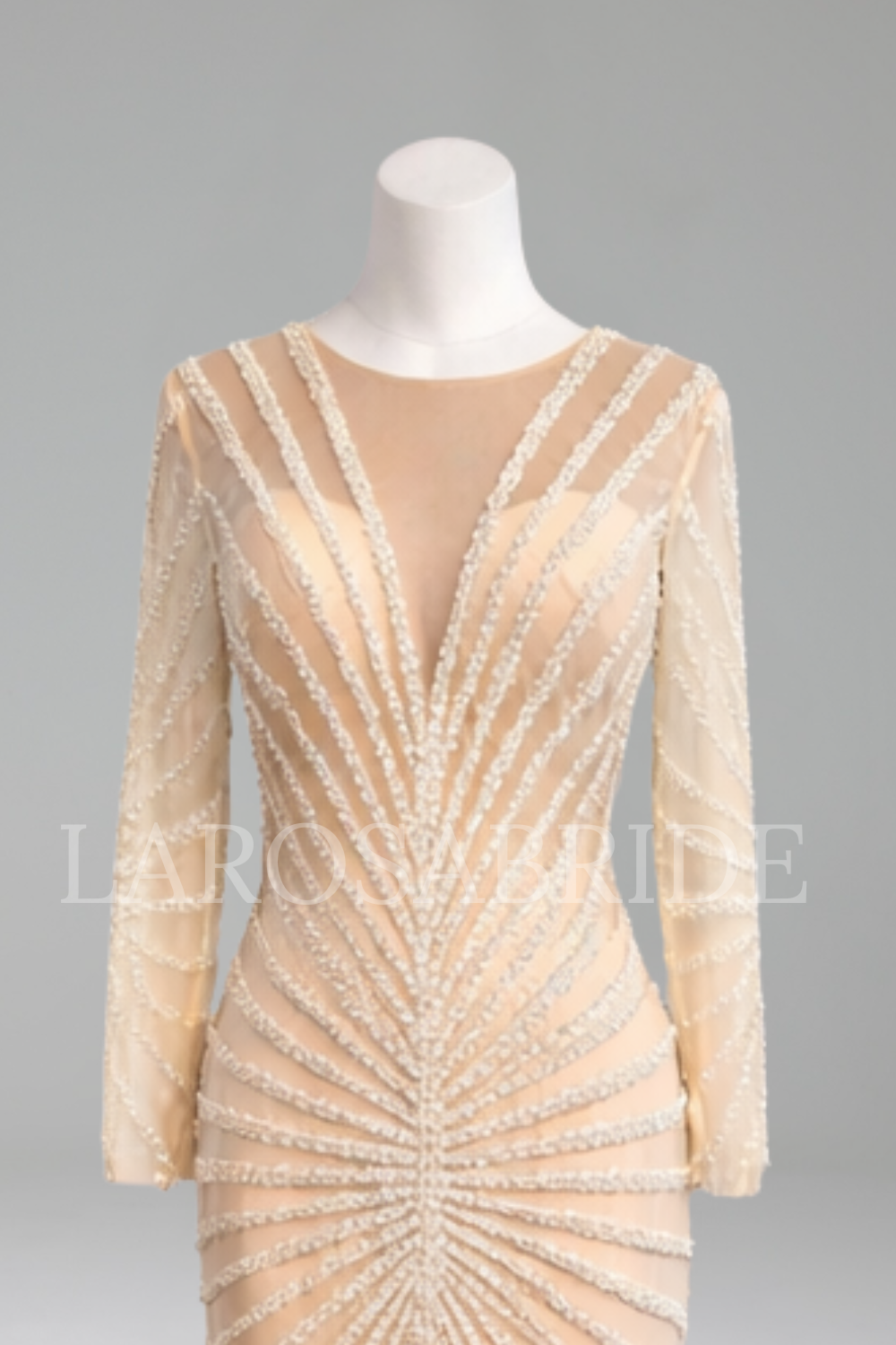 Beaded Split Mermaid Evening Dress - LAROSABRIDE