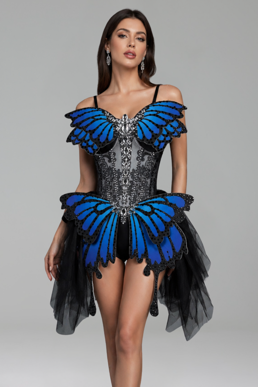 Butterfly Appliqu� Corset Mini Dress - LAROSABRIDE
