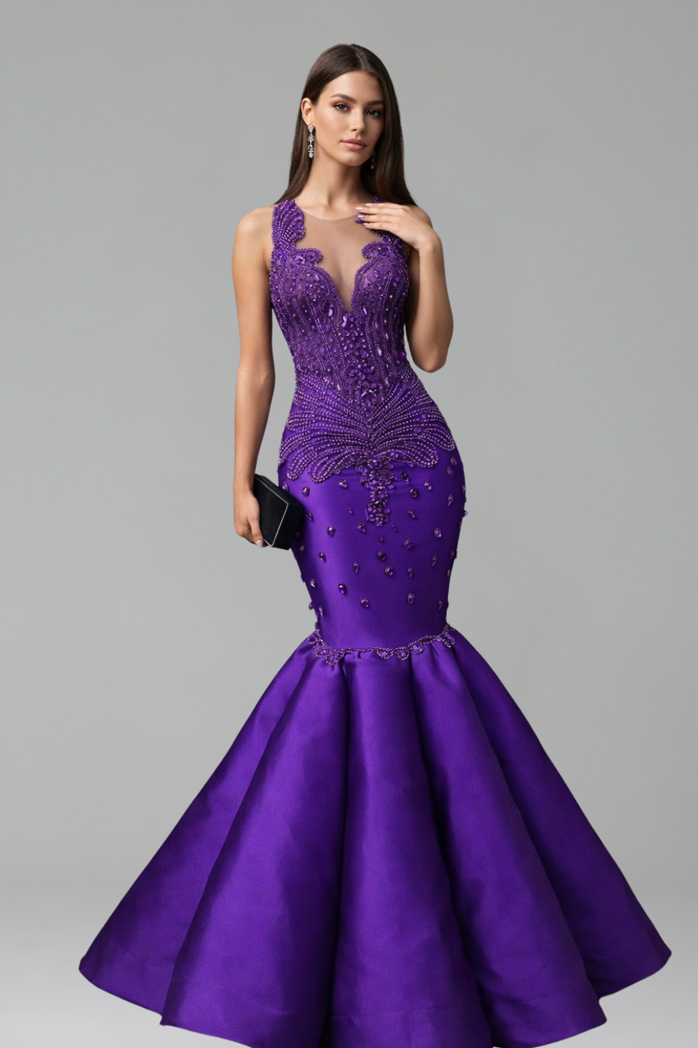 Beaded Mermaid Gown with Volume - LAROSABRIDE
