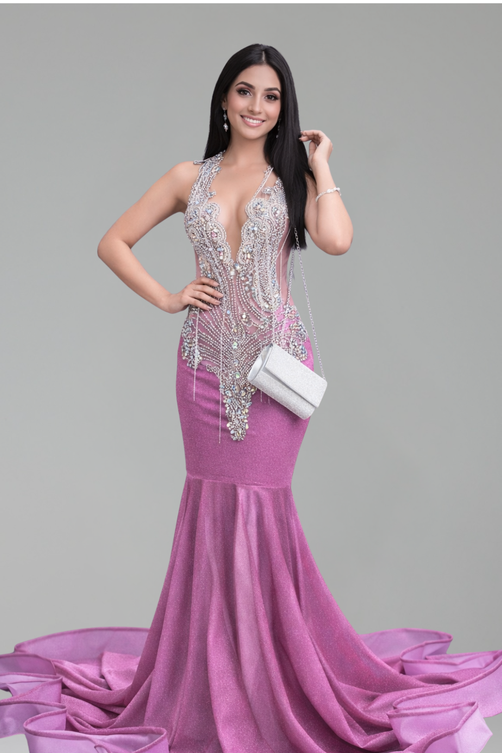 Beaded Illusion Bodice Mermaid Gown - LAROSABRIDE