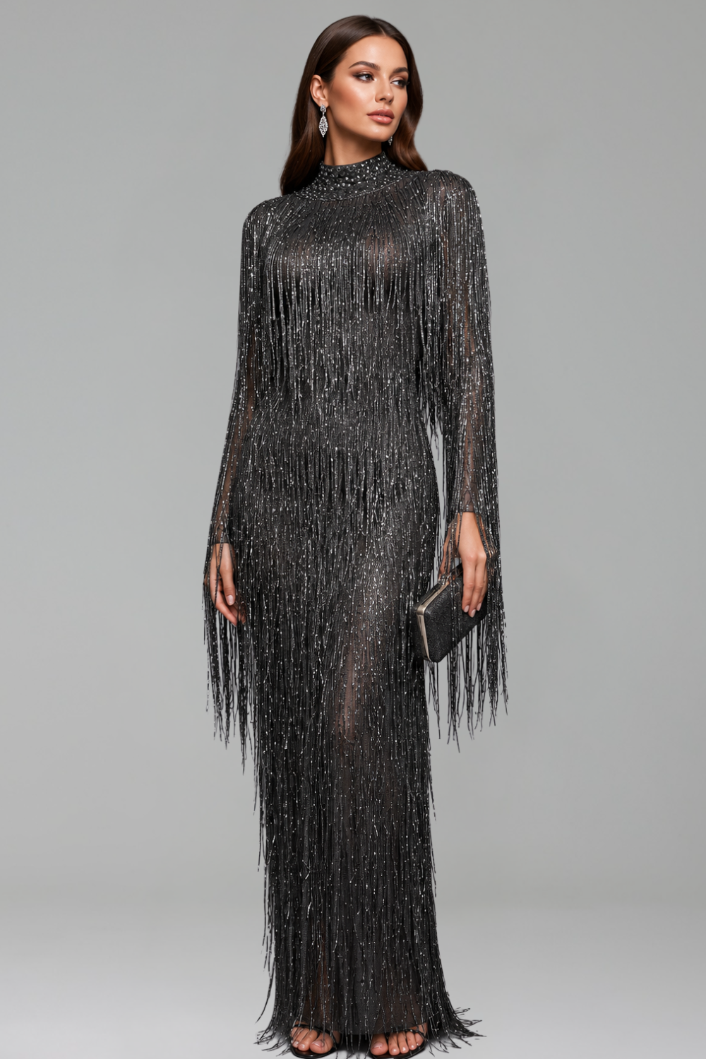 Full-Length Fringe Gown - LAROSABRIDE