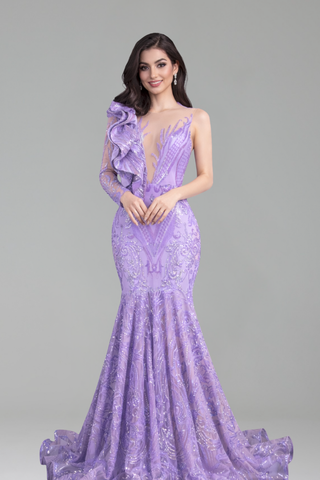 One Shoulder Embellished Mermaid Gown