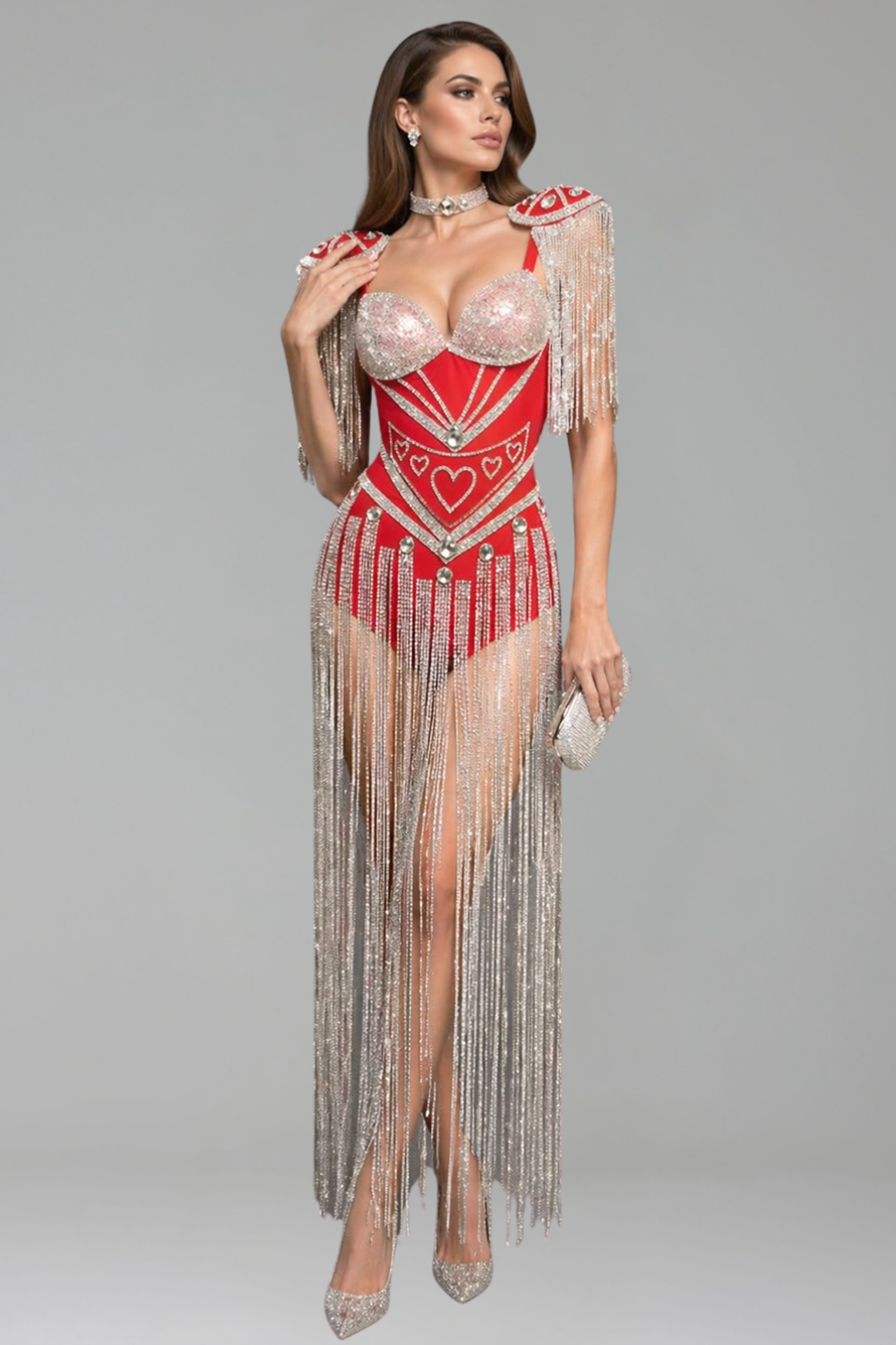 Embellished Fringe Corset Mini Dress - LAROSABRIDE