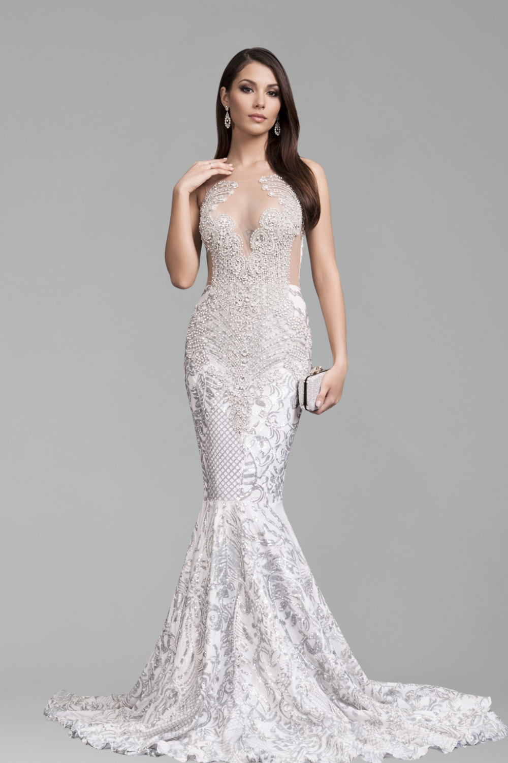 Beaded Illusion Mermaid Dress - LAROSABRIDE