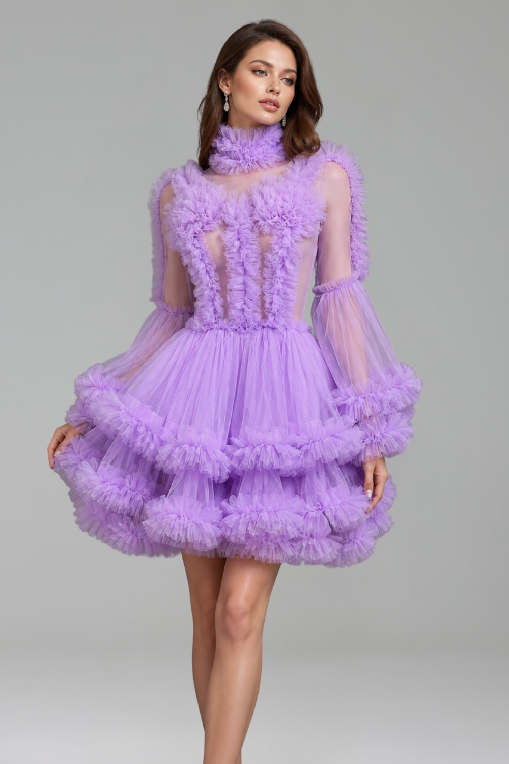 Layered Ruffle Mini Dress - LAROSABRIDE