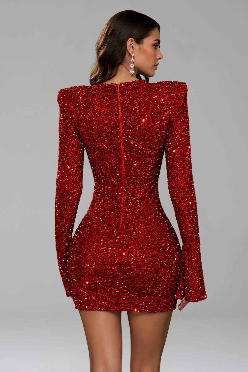 Crystal Plunge Sequin Mini Dress - LAROSABRIDE