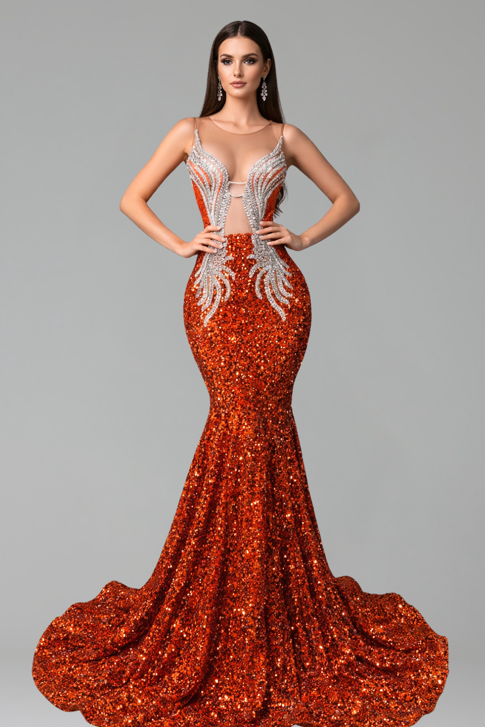 Beaded Illusion Mermaid Gown - LAROSABRIDE