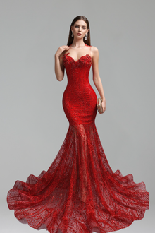 Strapless Beaded Mermaid Gown - LAROSABRIDE