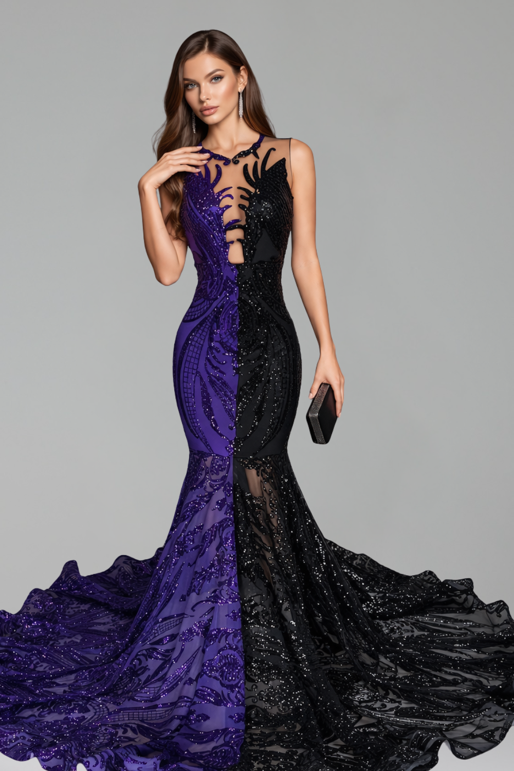 Two Tone Sequin Mermaid Gown - LAROSABRIDE
