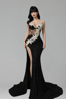 Illusion Corset Sequin Mermaid Gown - LAROSABRIDE