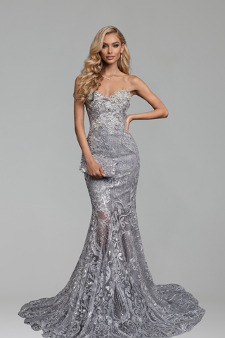 Strapless Lace Mermaid Evening Dress