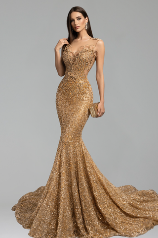 Intricate Beaded Mermaid Gown - LAROSABRIDE