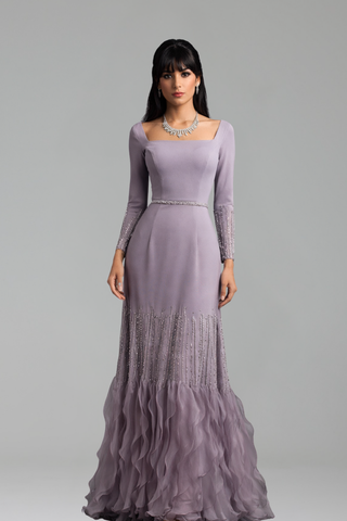 Ruffled Elegant Evening Dress Gown - LAROSABRIDE