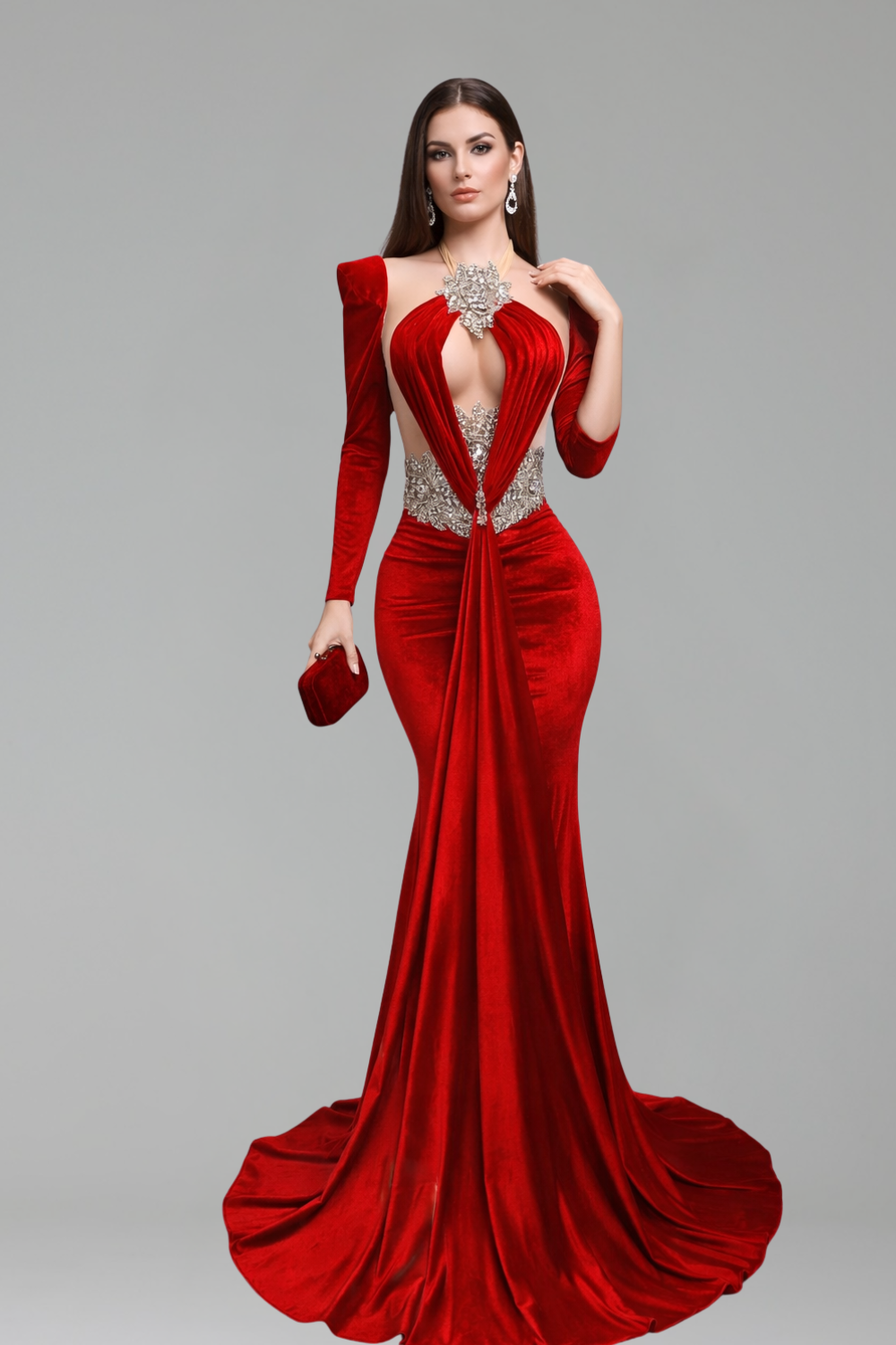 Long Sleeve Cutout Gown - LAROSABRIDE