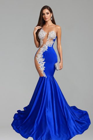 Lace Appliqu� Cutout Mermaid Dress - LAROSABRIDE