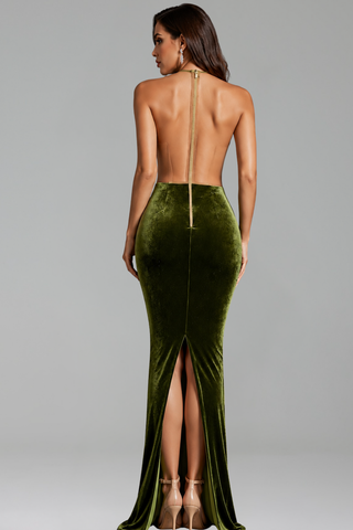 Crystal Illusion Velvet Gown