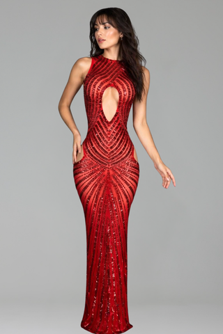 Cutout Embellished Bodycon Gown - LAROSABRIDE