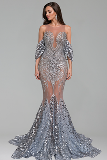 Crystal Illusion Mermaid Gown - LAROSABRIDE