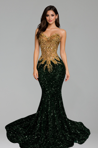 Beaded Corset Mermaid Gown - LAROSABRIDE