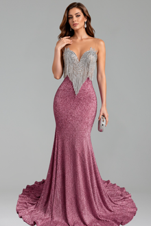 Emerald Fringe Mermaid Gown - LAROSABRIDE