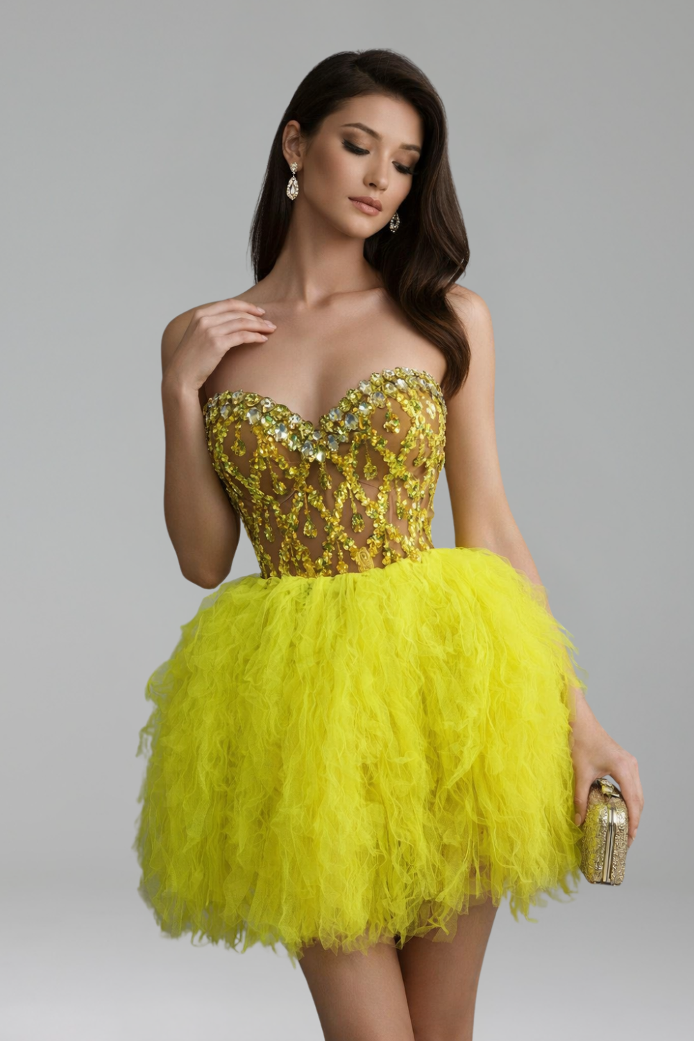 Neon Feather Sequin Mini Dress - LAROSABRIDE