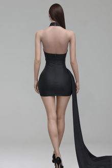Asymmetric Cutout Appliqu� Mini Dress - LAROSABRIDE