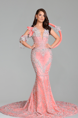 Beaded Appliqu� Mermaid Gown - LAROSABRIDE