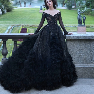 Custom black wedding dress online
