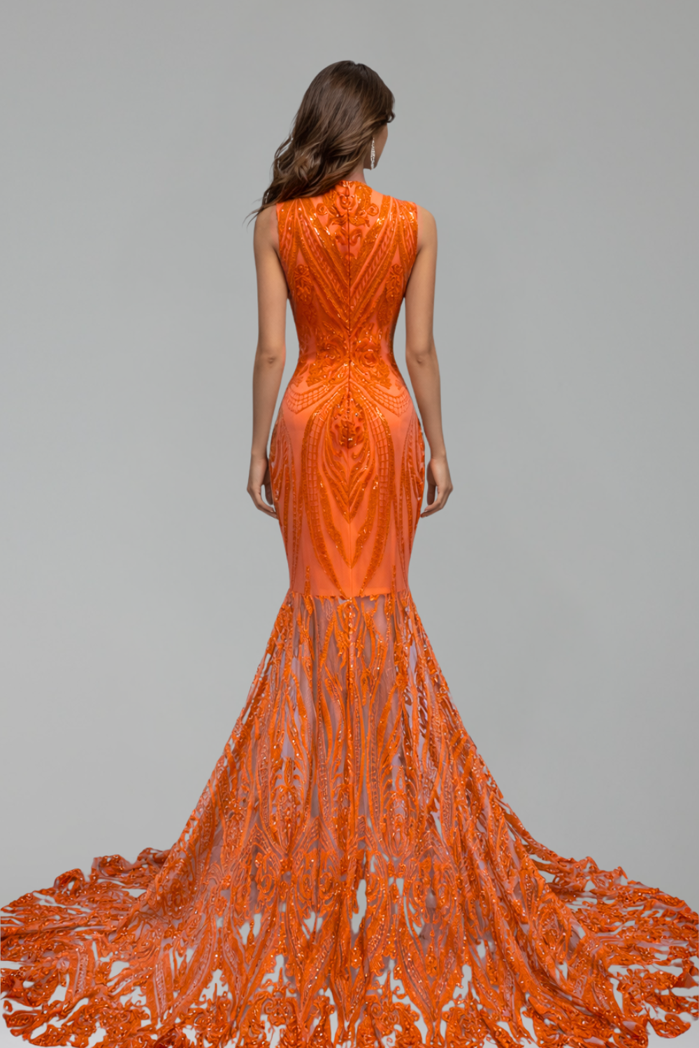 Sheer Embroidered Mermaid Lace Gown - LAROSABRIDE
