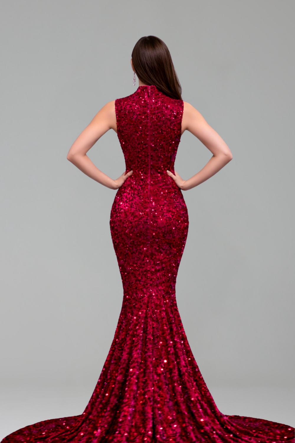 Crystal Fringe Illusion Mermaid Gown - LAROSABRIDE