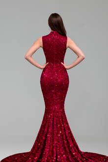Crystal Fringe Illusion Mermaid Gown - LAROSABRIDE
