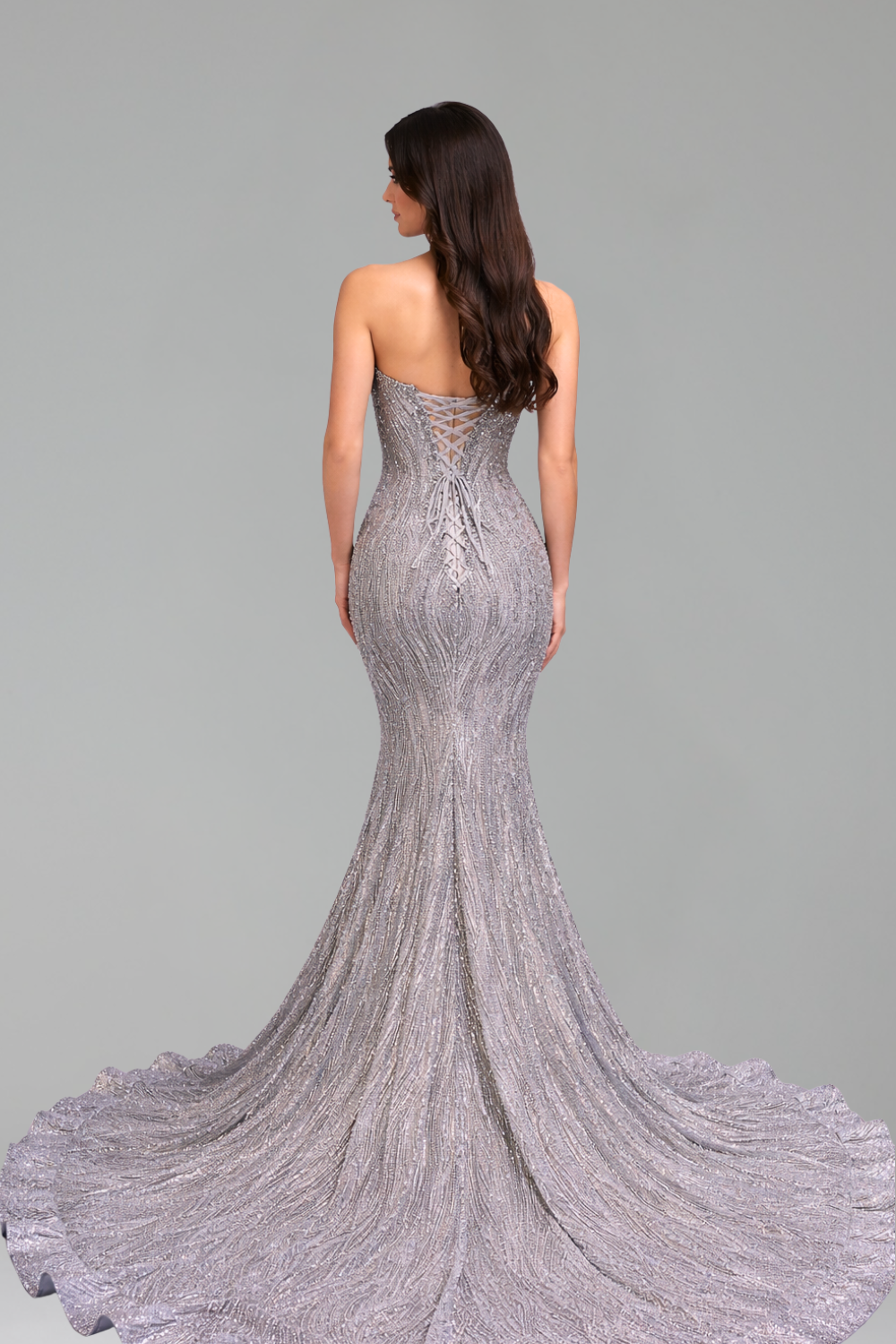 Floral Appliqu� Beaded Mermaid Gown - LAROSABRIDE