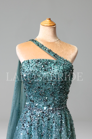 One-Shoulder Beaded Dress - LAROSABRIDE
