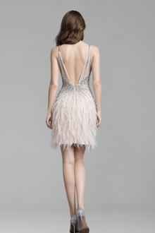 Beaded Feather Mermaid Cocktail Dress - LAROSABRIDE