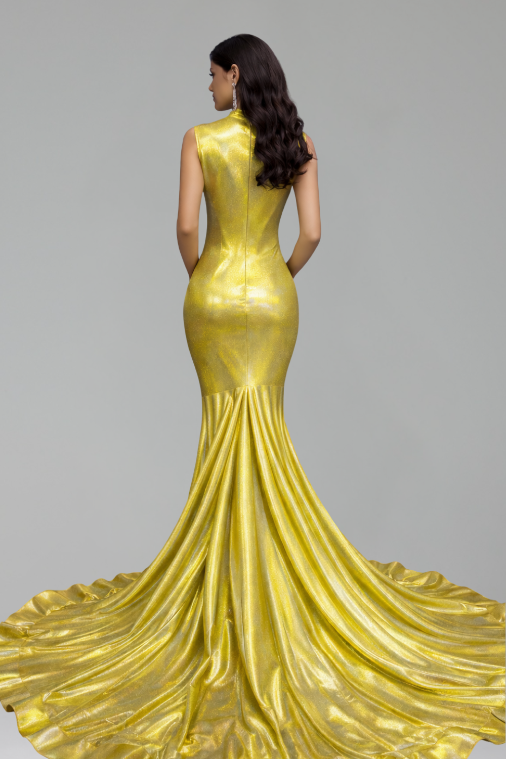 Iridescent Draped Illusion Mermaid Gown - LAROSABRIDE