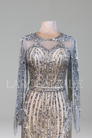 Beaded Tassel Mermaid Evening Gown