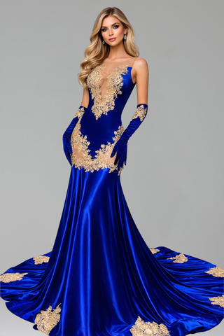 Illusion Lace Satin Mermaid Gown - LAROSABRIDE