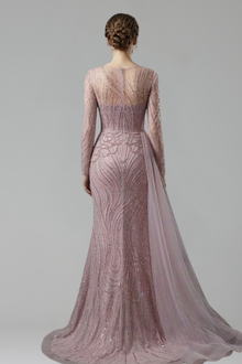 O-Neck Beaded Mermaid Gown - LAROSABRIDE