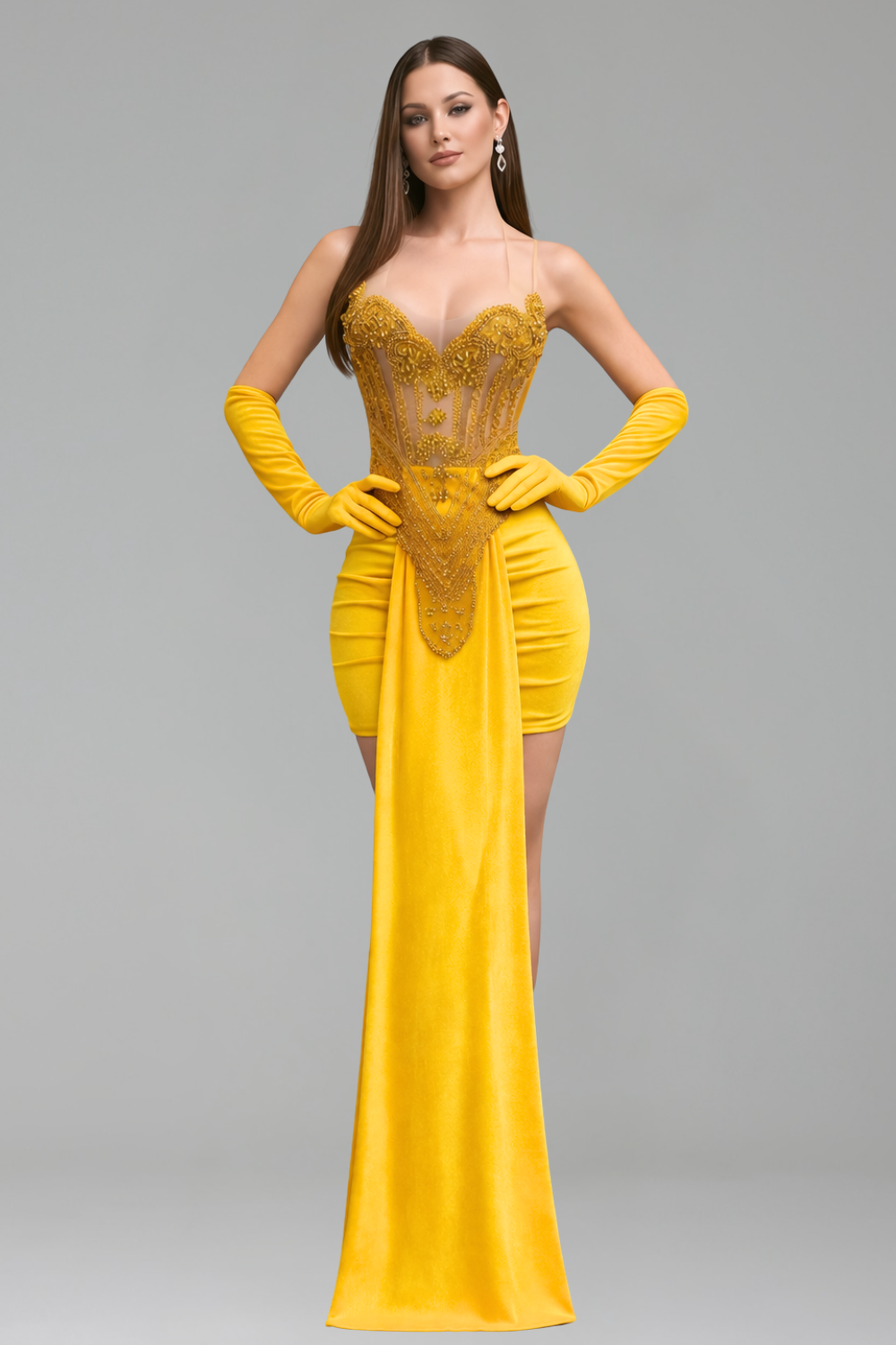 Embellished Corset Draped Mini Dress - LAROSABRIDE