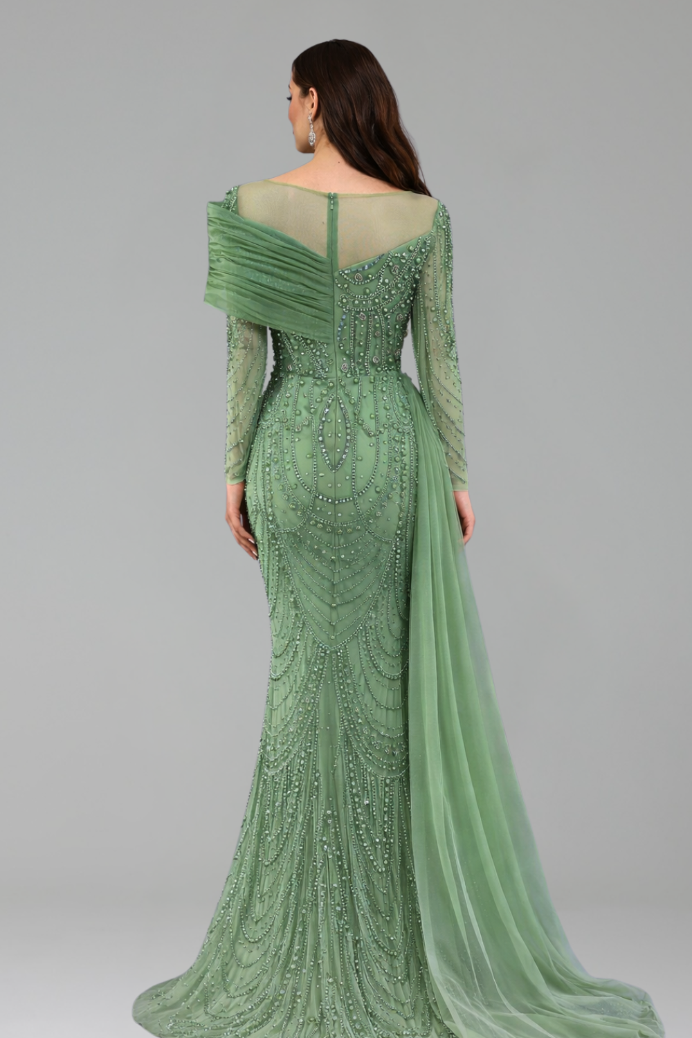 Beaded Mermaid Overskirt Dress - LAROSABRIDE