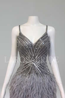 Beaded Feather Mermaid Cocktail Dress - LAROSABRIDE